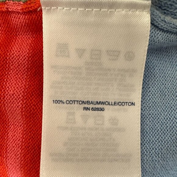 Lands End Pullover Sweater Size 1X Orange Multicolor Stripe Supima Cotton - Picture 5 of 9